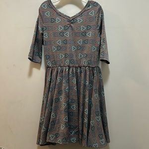 Dot Dot Smile dress size 3/4 grey with pink, black & white hearts. Never wore!